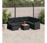 Vidaxl Salon De Jardin 8 Pcs Avec Coussins Noir Résine Tressée