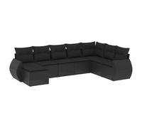 vidaXL 8-delige Loungeset met kussens poly rattan zwart3254092 G