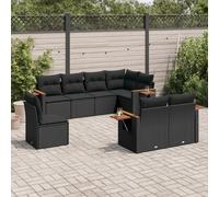 Vidaxl Salon De Jardin 8 Pcs Avec Coussins Noir Résine Tressée