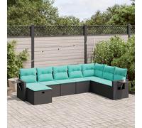 vidaXL Salon de Jardin 8 pcs avec Coussins Noir résine tressée