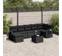 Vidaxl Salon De Jardin 8 Pcs Avec Coussins Noir Résine Tressée