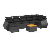 Vidaxl Salon De Jardin 8 Pcs Avec Coussins Noir Résine Tressée