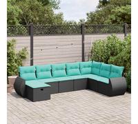 vidaXL Salon de Jardin 8 pcs avec Coussins Noir résine tressée