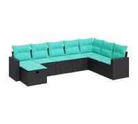 vidaXL Salon de Jardin 8 pcs avec Coussins Noir résine tressée
