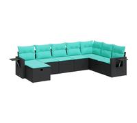 vidaXL Salon de Jardin 8 pcs avec Coussins Noir résine tressée