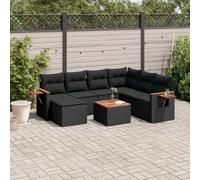 Vidaxl Salon De Jardin 8 Pcs Avec Coussins Noir Résine Tressée