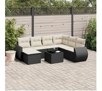 vidaXL Salon de jardin 8 pièces avec coussins - Résine tressée noir