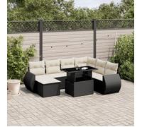 vidaXL Salon de jardin modulable 8 pièces 3268696 – Résine tressée noire avec coussins