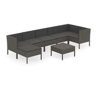 Vidaxl Salon De Jardin 8 Pcs Avec Coussins Résine Tressée Gris Gris