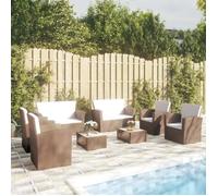 vidaXL Salon de jardin 8 pcs avec coussins Résine tressée Marron