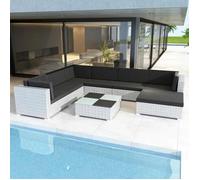 vidaXL Salon de Jardin 8 pcs avec Coussins Résine Tressée Table et Chaise de Jardin Ensemble de Meuble à Dîner d'Extérieur 41265