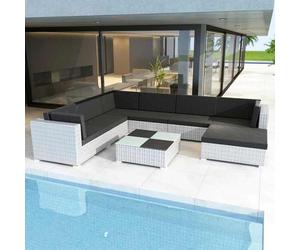 vidaXL Salon de Jardin 8 pcs avec Coussins Résine Tressée Table et Chaise de Jardin Ensemble de Meuble à Dîner d'Extérieur 41265