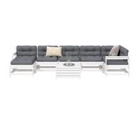 Vidaxl Salon De Jardin 8 Pcs Blanc Bois De Pin Massif