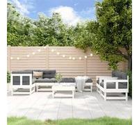 Vidaxl Salon De Jardin 8 Pcs Blanc Bois De Pin Massif