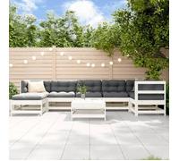 vidaXL Salon de Jardin 8 pcs, Canapés avec Repose-pied, Ensemble de Meubles avec Table Basse Patio Terrasse, Rustique, Blanc