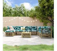 vidaXL Salon de Jardin 8 pcs, Canapés avec Repose-pied, Ensemble de Meubles avec Table Basse Patio Terrasse, Rustique, Bois 3186584