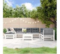 vidaXL Salon de Jardin 8 pcs, Canapés avec Repose-pied, Ensemble de Meubles avec Table Basse Patio Terrasse, Rustique, Blanc 3186579