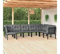 vidaXL Ensemble de salon de jardin 8 pièces noir et gris poly rotin