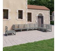Vidaxl Salon De Jardin 8 Pcs Gris Bois De Pin Massif