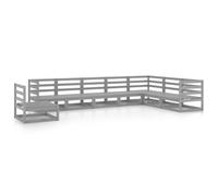 vidaXL Salon de Jardin 8 pcs Gris Bois de pin Massif