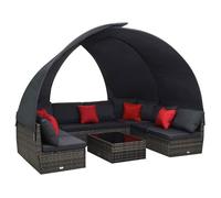 Vidaxl Salon De Jardin 9 Pcs Avec Auvent Résine Tressée Anthracite