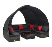 Vidaxl Salon De Jardin 9 Pcs Avec Auvent Résine Tressée Anthracite
