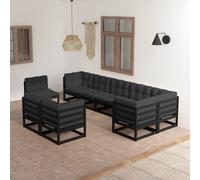Vidaxl Salon De Jardin 9 Pcs Avec Coussins Bois De Pin Massif