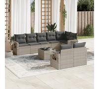 Vidaxl Salon De Jardin 9 Pcs Avec Coussins Gris Clair Résine Tressée