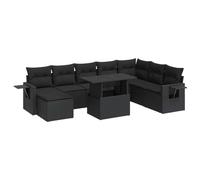 vidaXL Salon de Jardin 9 pcs avec Coussins Noir résine tressée