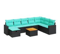 vidaXL Salon de Jardin 9 pcs avec Coussins Noir résine tressée