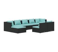 Vidaxl Salon De Jardin 9 Pcs Avec Coussins Noir Résine Tressée Noir