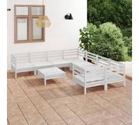 Vidaxl Salon De Jardin 9 Pcs Blanc Bois De Pin Massif