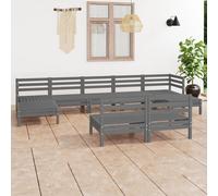 Vidaxl Salon De Jardin 9 Pcs Gris Bois De Pin Massif