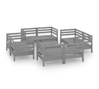 Vidaxl Salon De Jardin 9 Pcs Gris Bois De Pin Massif Gris