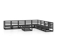 Vidaxl Salon De Jardin 9 Pcs Noir Bois De Pin Massif Noir