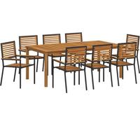 vidaXL Salon de jardin 9 pcs noir poly rotin