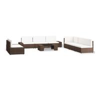 Vidaxl Salon De Jardin 9 Pcs Résine Tressée Marron Marron