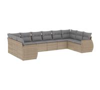 vidaXL Salon de Jardin avec Coussins 10 pcs Beige résine tressée
