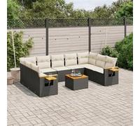 Vidaxl Salon De Jardin 10 Pcs Avec Coussins Noir Résine Tressée