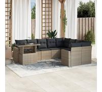 Vidaxl Salon De Jardin Avec Coussins 10 Pcs Gris Clair Résine Tressée