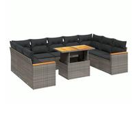 vidaXL Salon de Jardin avec Coussins 10 pcs Gris résine tressée