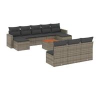 vidaXL Salon de jardin 3224331 – 11 pièces avec coussins, résine tressée gris