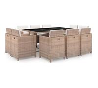 Vidaxl Salon De Jardin Avec Coussins 11 Pcs Résine Tressée Beige
