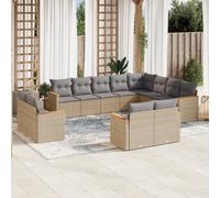 Vidaxl Salon De Jardin Avec Coussins 12 Pcs Beige Résine Tressée