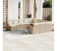 Vidaxl Salon De Jardin Avec Coussins 12 Pcs Beige Résine Tressée