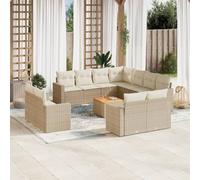 Vidaxl Salon De Jardin Avec Coussins 12 Pcs Beige Résine Tressée