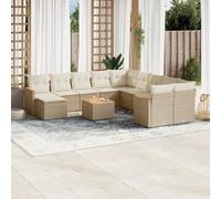 Vidaxl Salon De Jardin Avec Coussins 12 Pcs Beige Résine Tressée