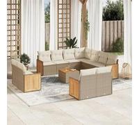 vidaXL Salon de Jardin avec Coussins 12 pcs, Canapés de Patio, Ensemble de Meubles, Mobilier de Terrasse Extérieur, Beige 3260588 Or G