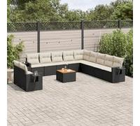 Salon de Jardin avec Coussins Canapés Patio 12 pcs Noir Résine Tressée vidaXL