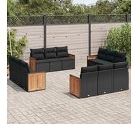 Salon de Jardin avec Coussins Canapés Patio 13 pcs Noir Résine Tressée vidaXL